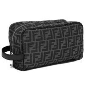 Fendi Zucca FF Shoulder Bag Travel Pouch Black Palladio ALWK